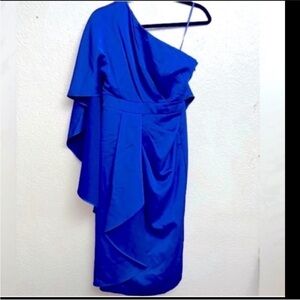 Aidan Mattox One-Shoulder Royal Blue Draped Evening Dress Size 2